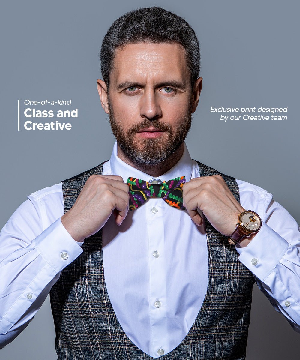 Vittorio Farina Men's Mardi Gras Satin Bow Tie & Pocket Square in Gift Box