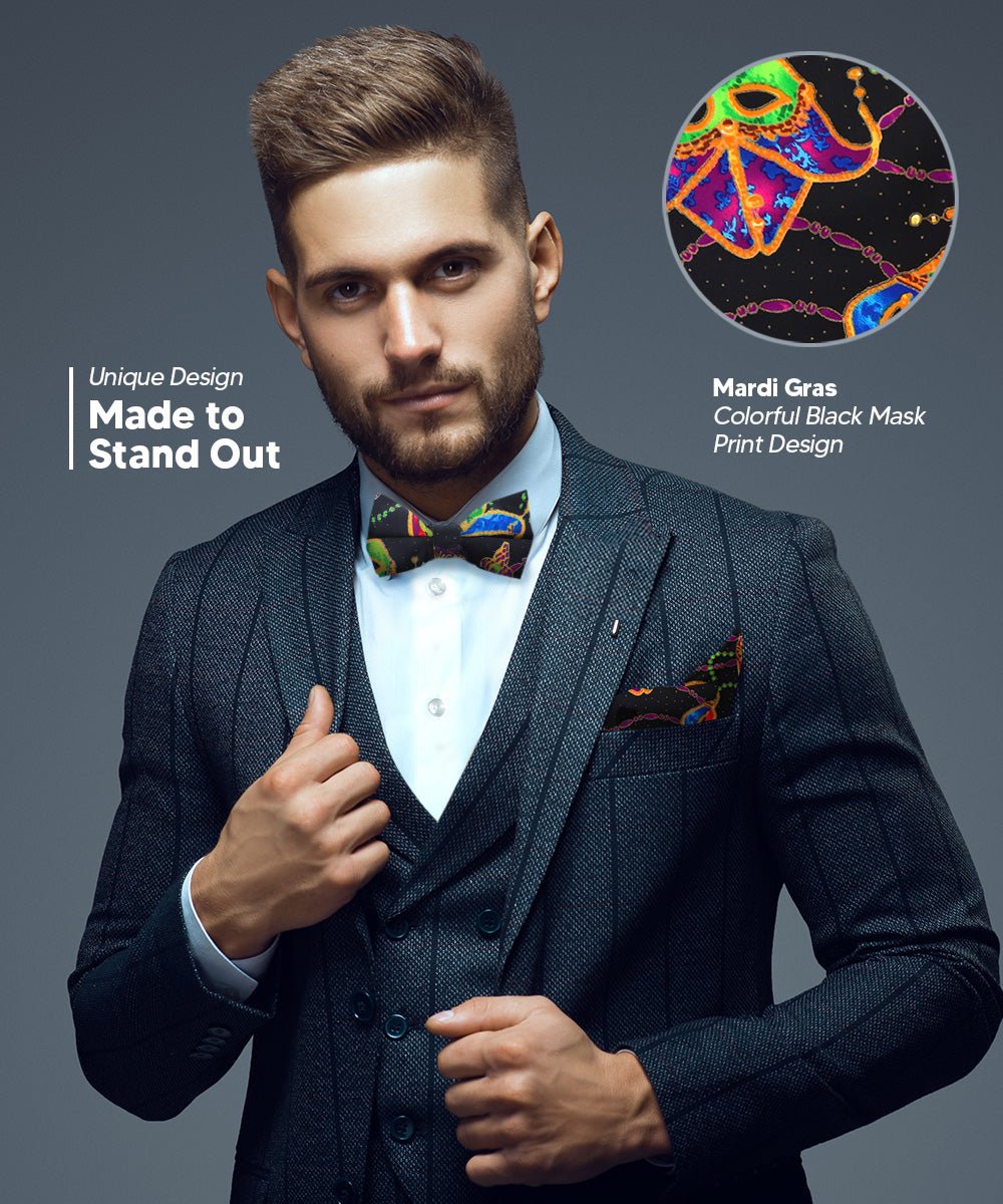 Vittorio Farina Men's Mardi Gras Satin Bow Tie & Pocket Square in Gift Box