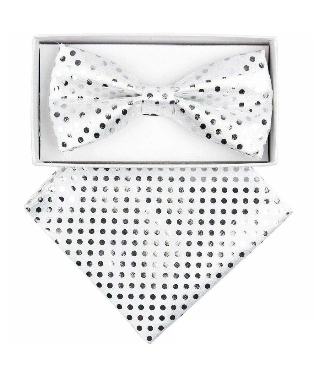 Vittorio Farina Men's Metallic Design Bow Tie & Pocket Square in Gift Box