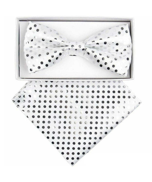 Vittorio Farina Men's Metallic Design Bow Tie & Pocket Square in Gift Box