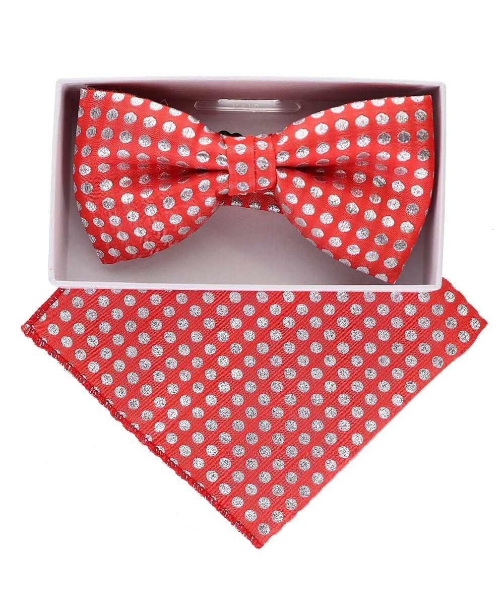 Vittorio Farina Men's Metallic Design Bow Tie & Pocket Square in Gift Box