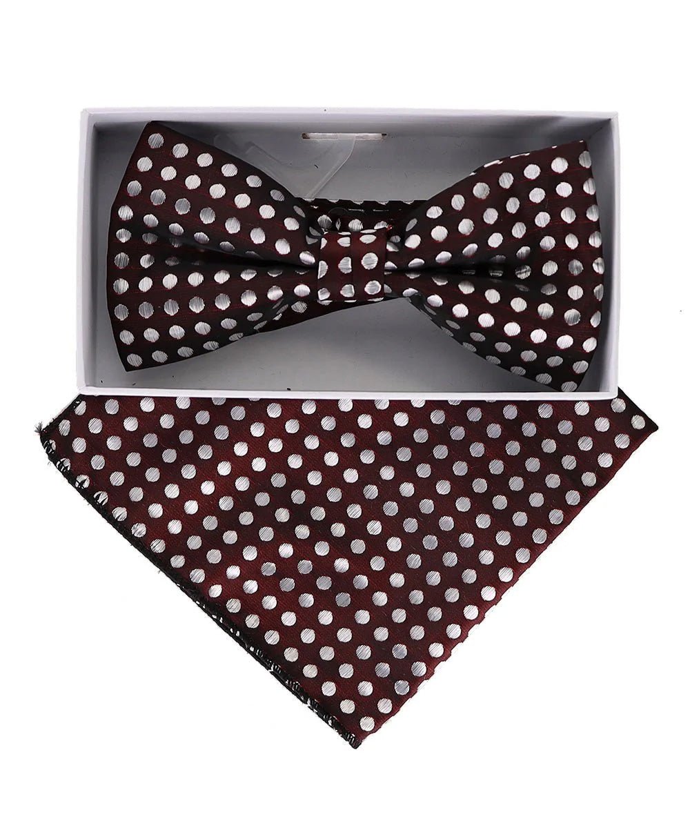 Vittorio Farina Men's Metallic Design Bow Tie & Pocket Square in Gift Box