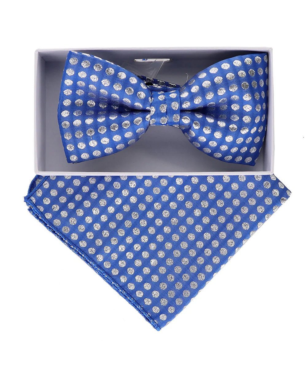 Vittorio Farina Men's Metallic Design Bow Tie & Pocket Square in Gift Box