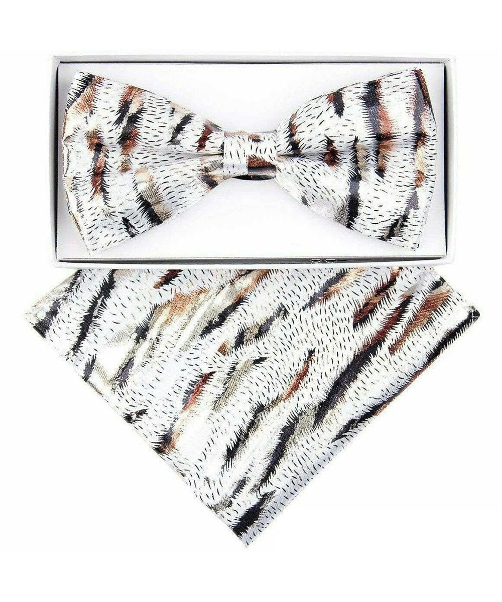 Vittorio Farina Men's Metallic Design Bow Tie & Pocket Square in Gift Box