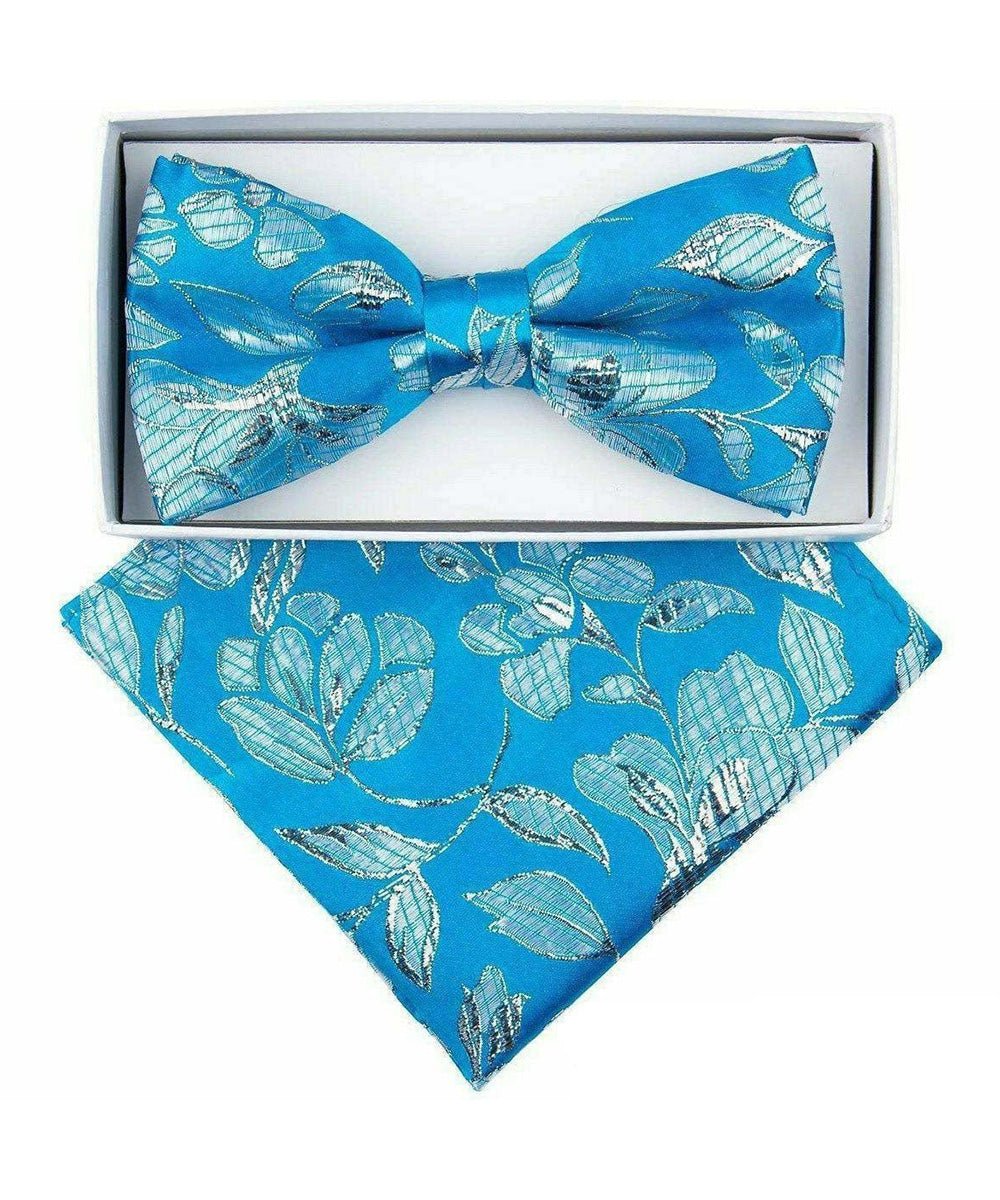 Vittorio Farina Men's Metallic Design Bow Tie & Pocket Square in Gift Box