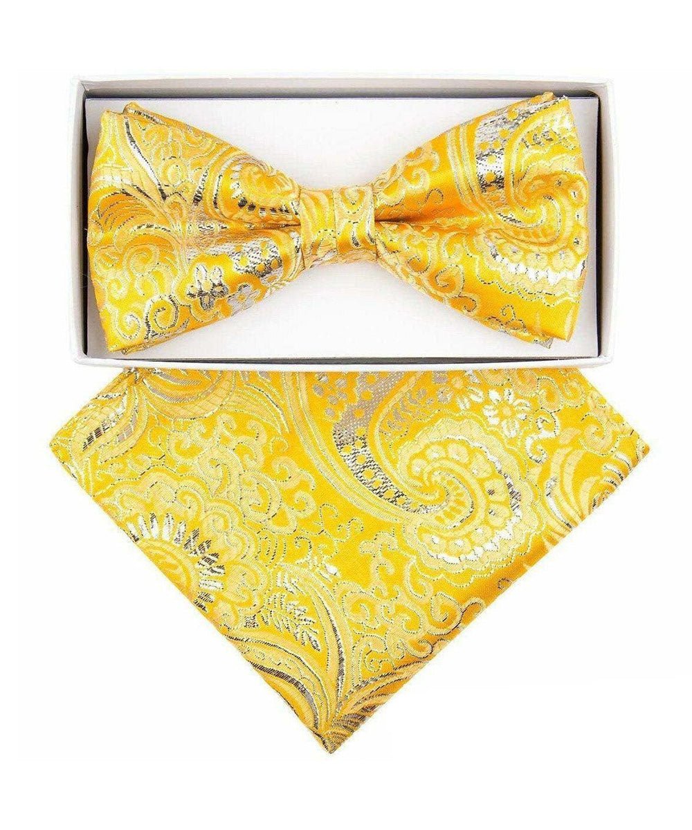 Vittorio Farina Men's Metallic Design Bow Tie & Pocket Square in Gift Box