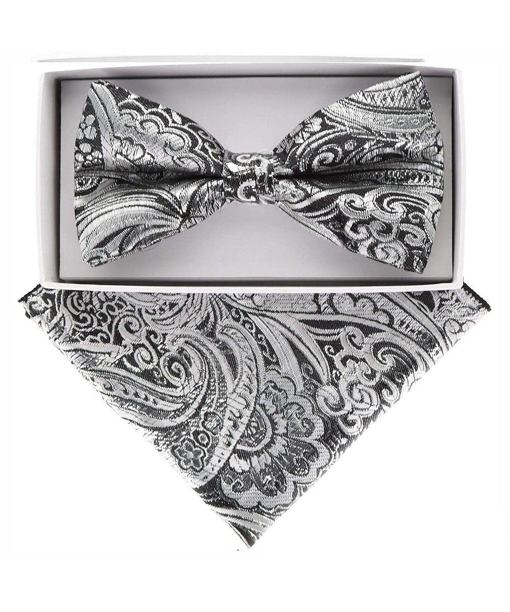Vittorio Farina Men's Metallic Design Bow Tie & Pocket Square in Gift Box