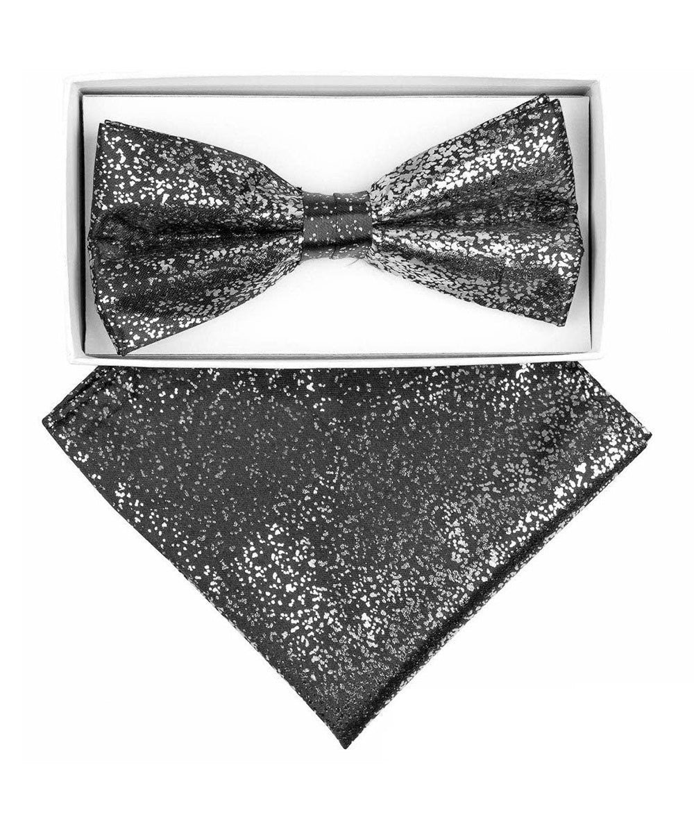Vittorio Farina Men's Metallic Design Bow Tie & Pocket Square in Gift Box