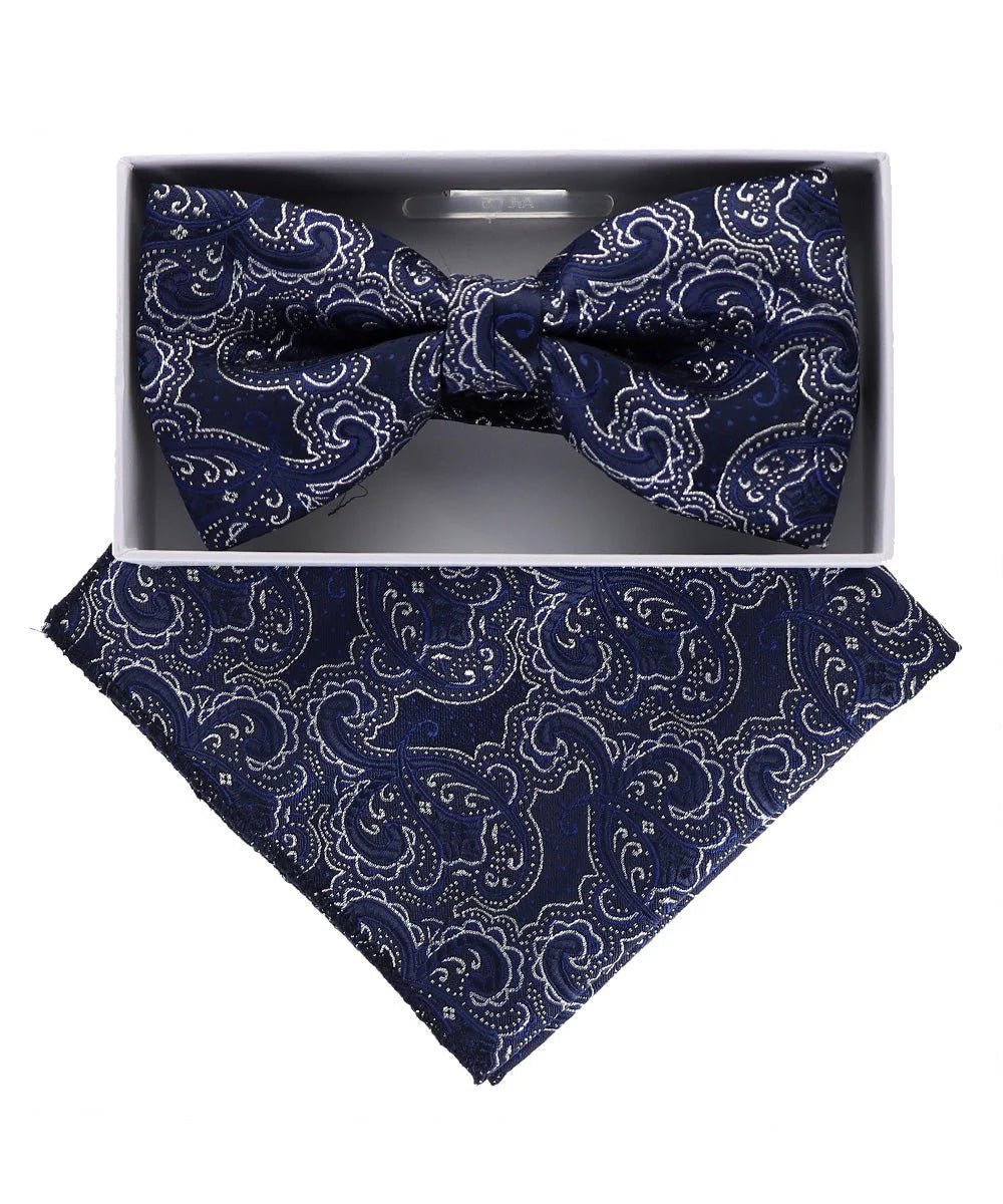 Vittorio Farina Men's Metallic Design Bow Tie & Pocket Square in Gift Box