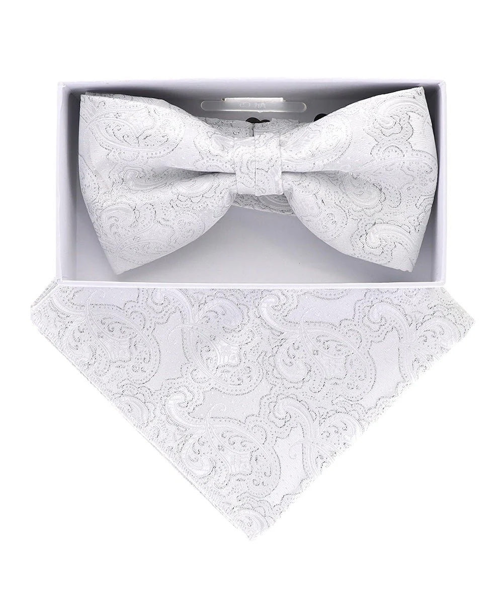 Vittorio Farina Men's Metallic Design Bow Tie & Pocket Square in Gift Box