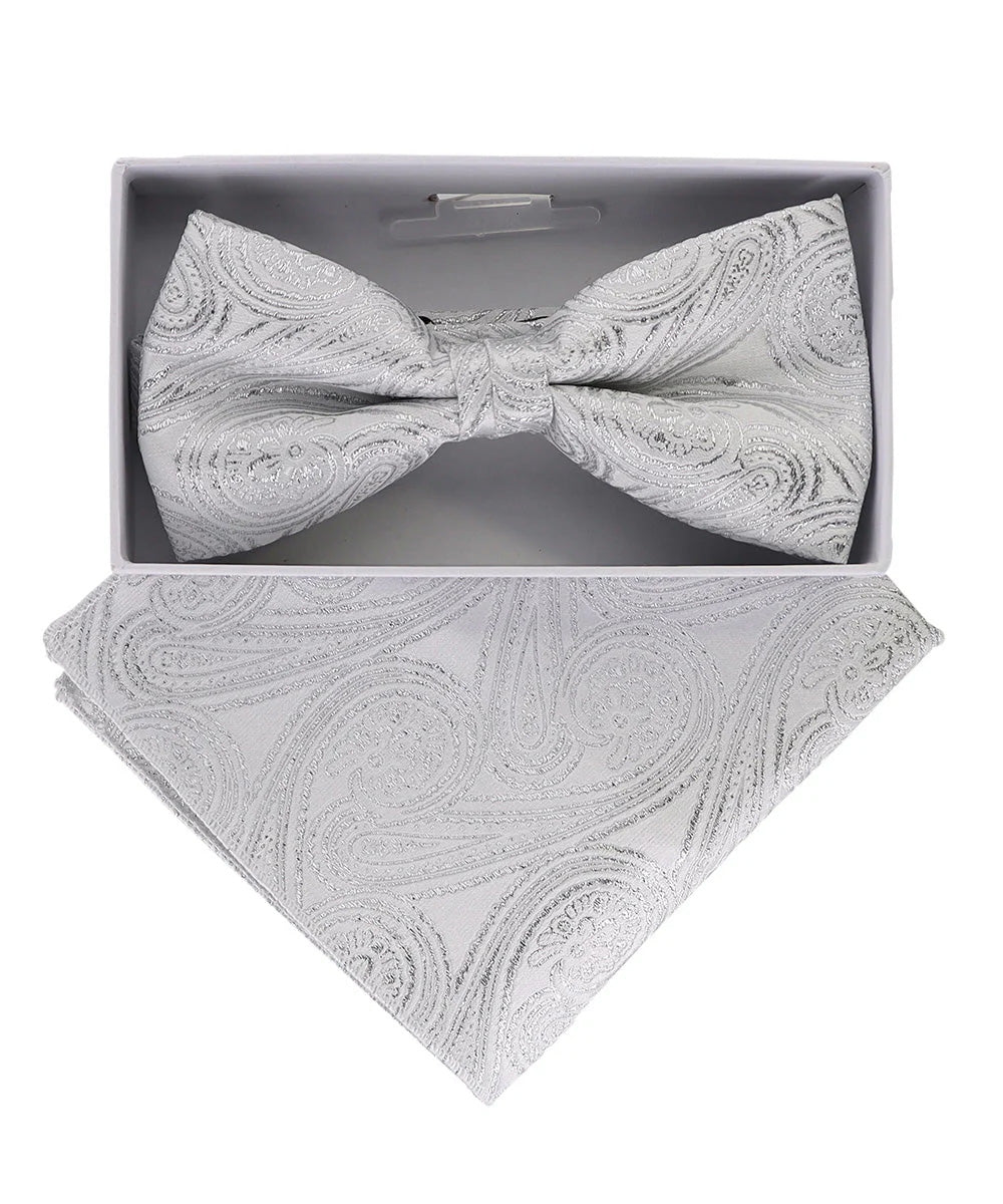 Vittorio Farina Men's Metallic Design Bow Tie & Pocket Square in Gift Box
