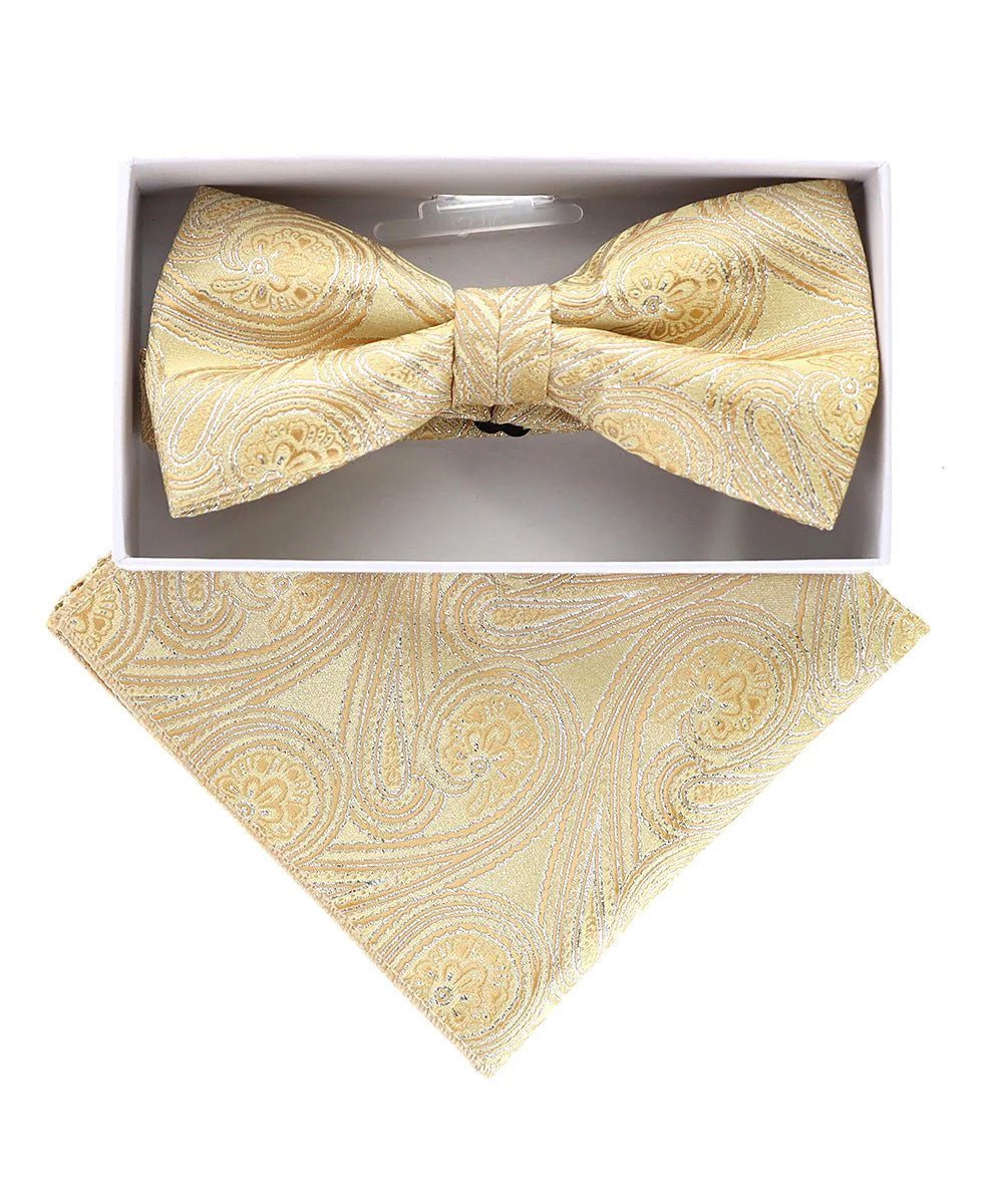 Vittorio Farina Men's Metallic Design Bow Tie & Pocket Square in Gift Box