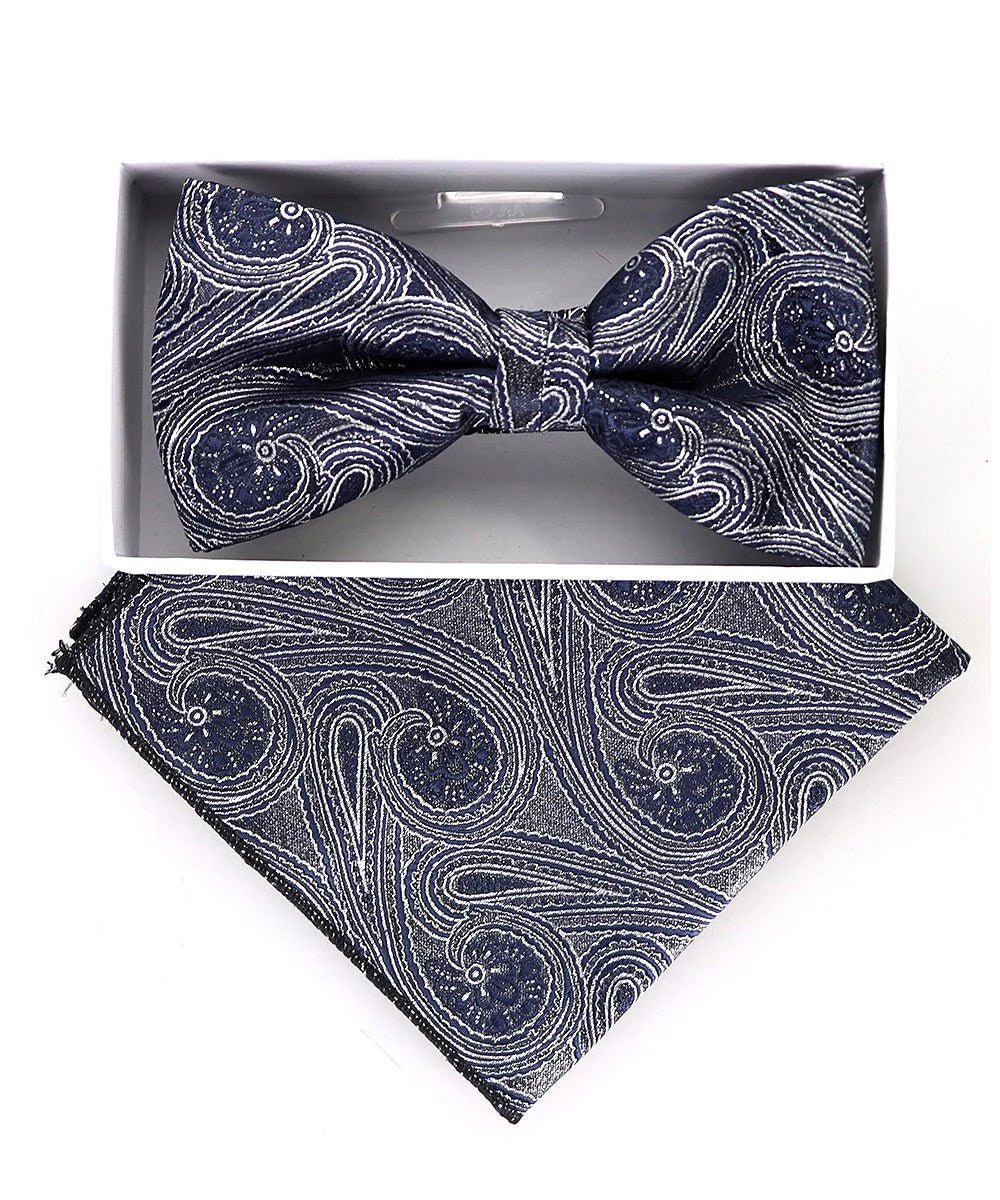 Vittorio Farina Men's Metallic Design Bow Tie & Pocket Square in Gift Box