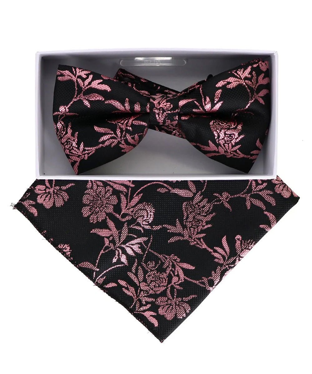 Vittorio Farina Men's Metallic Design Bow Tie & Pocket Square in Gift Box