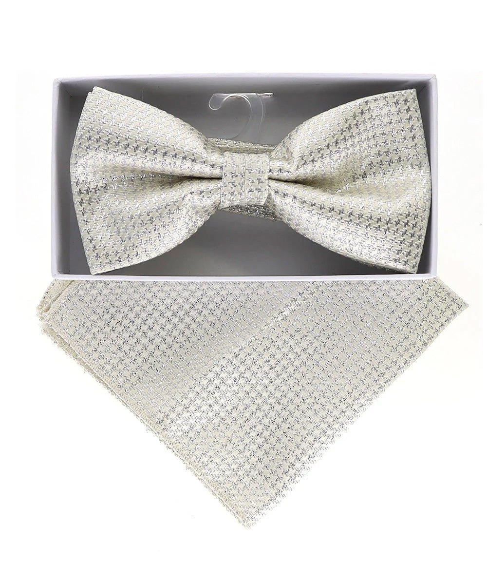 Vittorio Farina Men's Metallic Design Bow Tie & Pocket Square in Gift Box