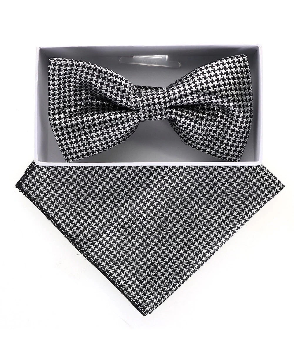 Vittorio Farina Men's Metallic Design Bow Tie & Pocket Square in Gift Box