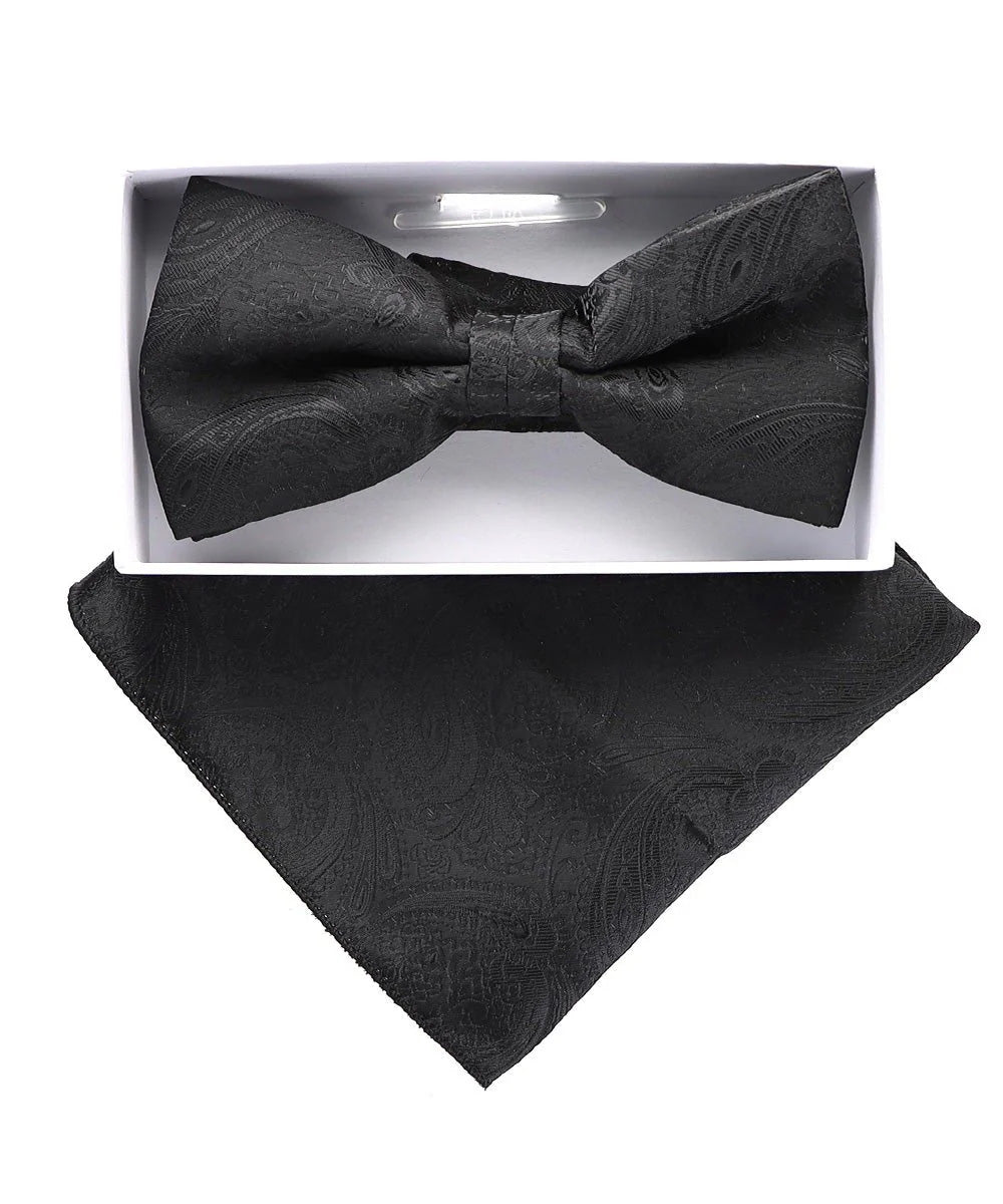 Vittorio Farina Men's Metallic Design Bow Tie & Pocket Square in Gift Box