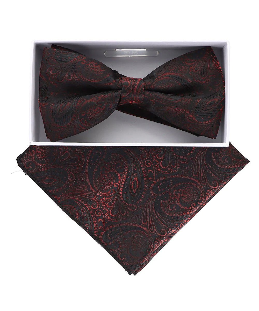 Vittorio Farina Men's Metallic Design Bow Tie & Pocket Square in Gift Box