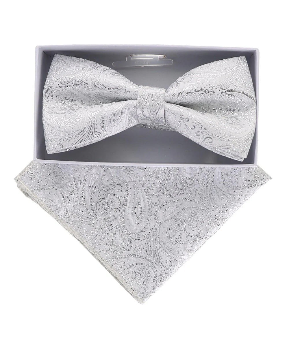 Vittorio Farina Men's Metallic Design Bow Tie & Pocket Square in Gift Box