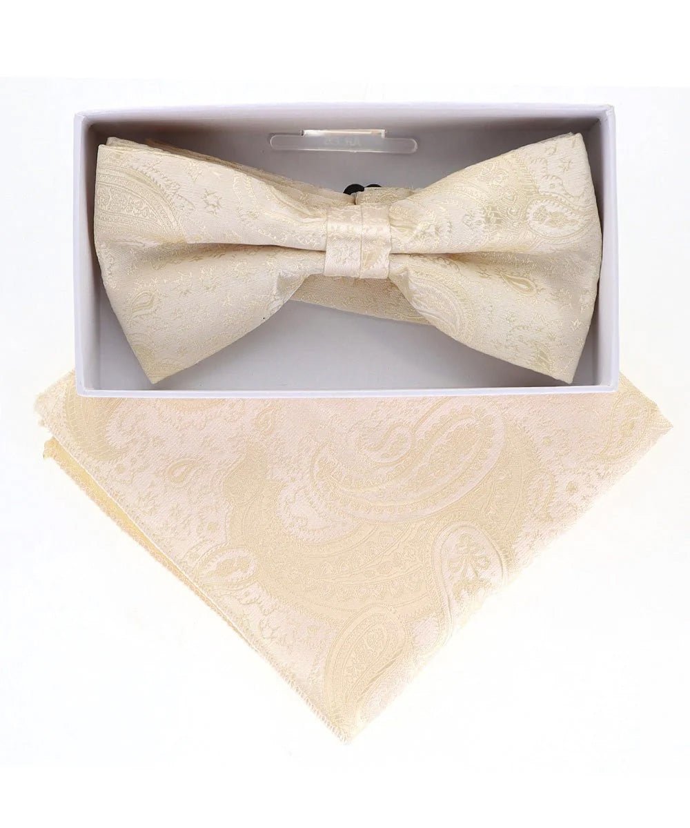 Vittorio Farina Men's Metallic Design Bow Tie & Pocket Square in Gift Box