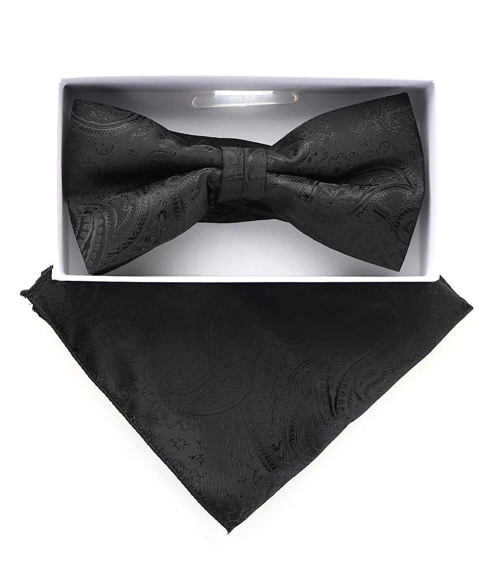 Vittorio Farina Men's Metallic Design Bow Tie & Pocket Square in Gift Box