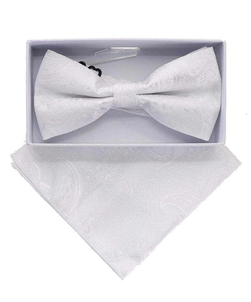 Vittorio Farina Men's Metallic Design Bow Tie & Pocket Square in Gift Box