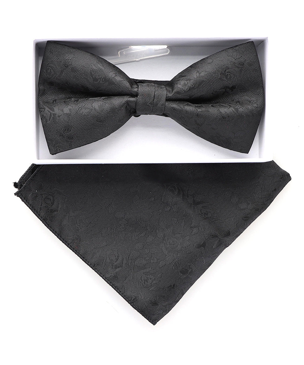 Vittorio Farina Men's Metallic Design Bow Tie & Pocket Square in Gift Box