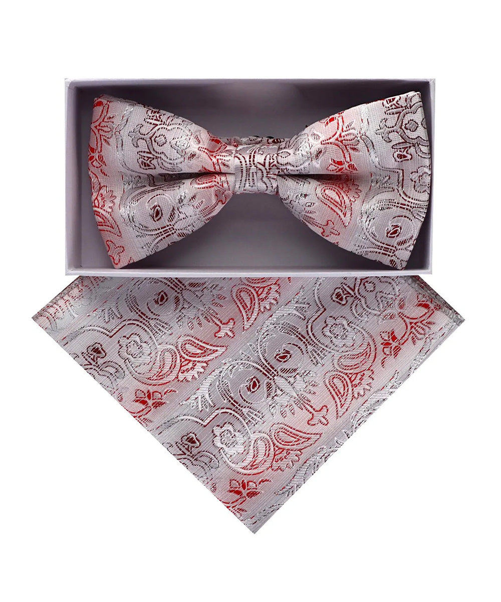 Vittorio Farina Men's Metallic Design Bow Tie & Pocket Square in Gift Box