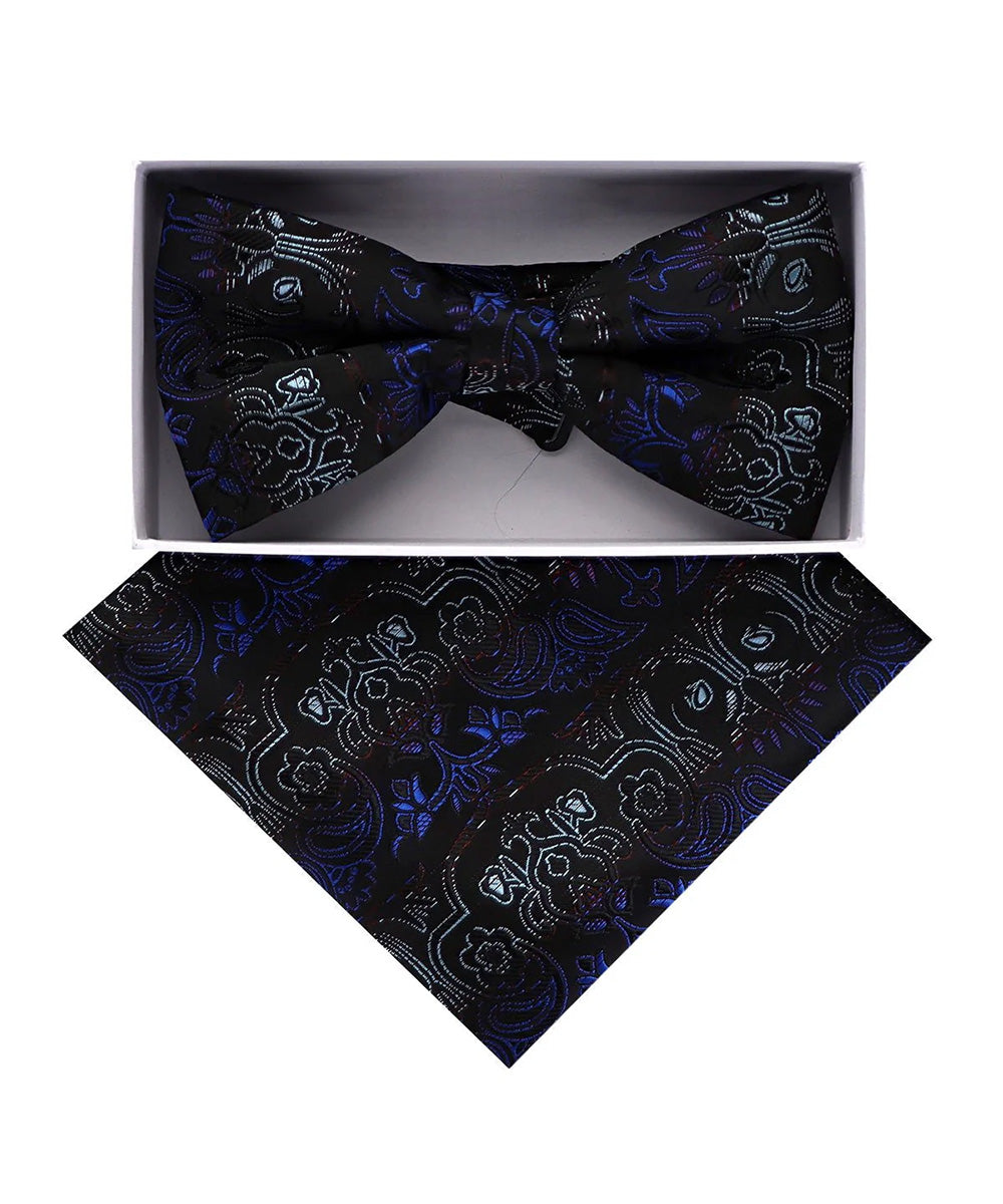 Vittorio Farina Men's Metallic Design Bow Tie & Pocket Square in Gift Box