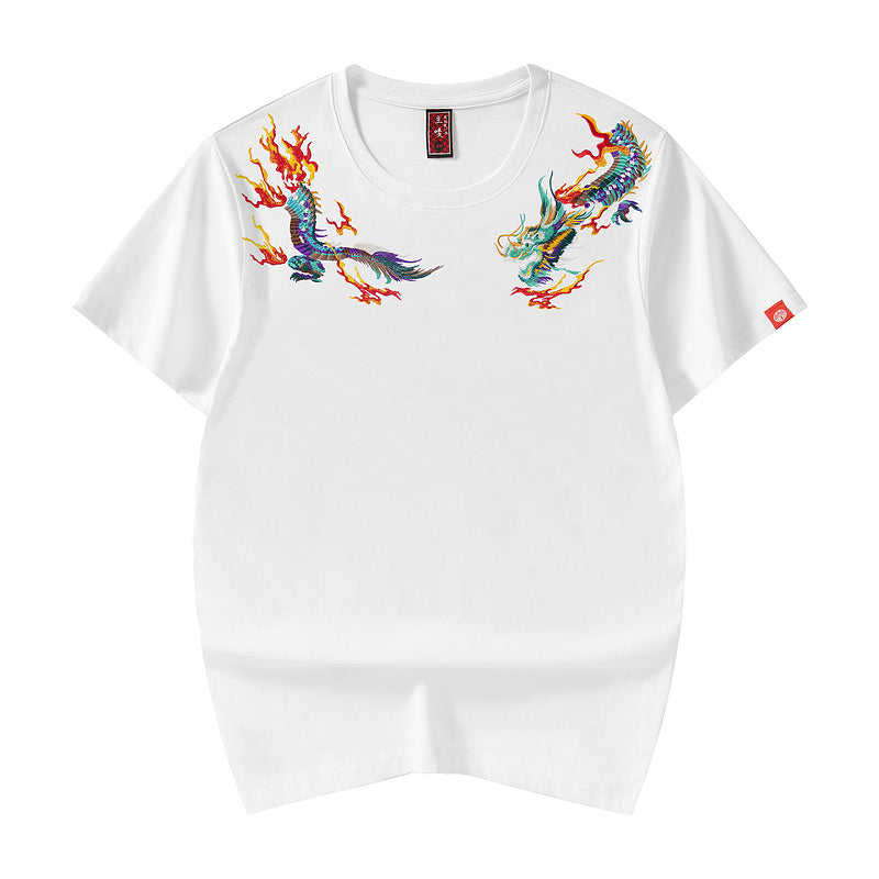 KH727 Flying Dragons Embroidery Tee - Concordia Style Boutique
