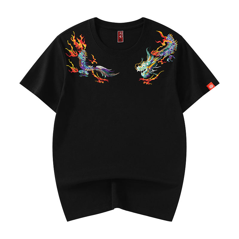 KH727 Flying Dragons Embroidery Tee - Concordia Style Boutique