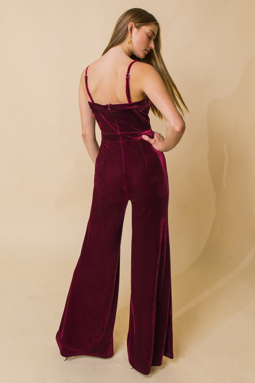 BLOW A KISS VELVET JUMPSUIT - Concordia Style Boutique