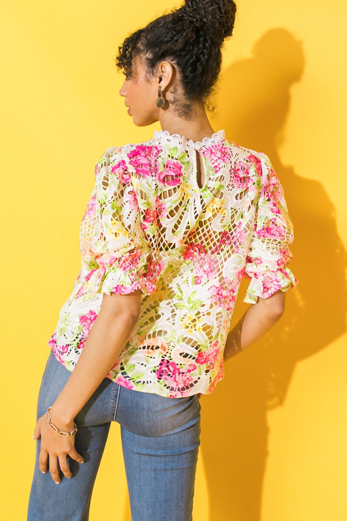 BLISS ME FLORAL WOVEN LACE TOP - Concordia Style Boutique