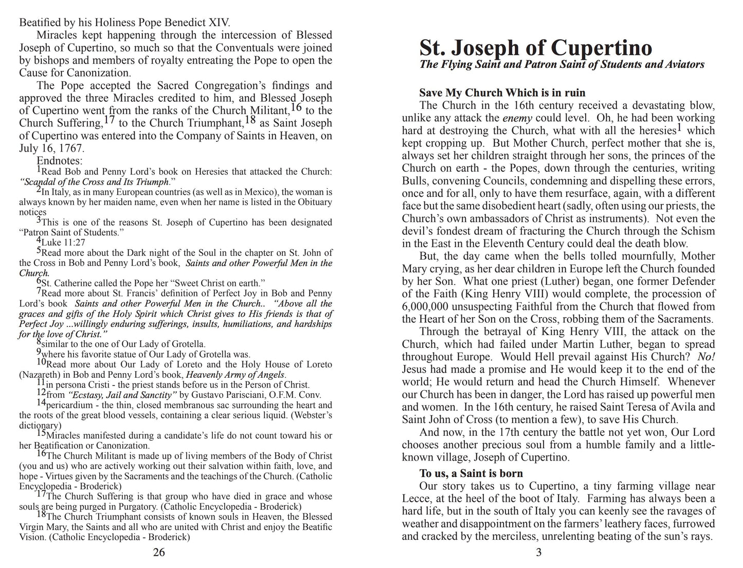 Saint Joseph of Cupertino Minibook