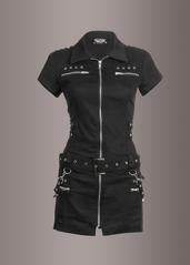 Macabre Heartdrop Goth Mini Dress with Buckles and Lacing - Concordia Style Boutique