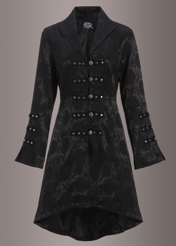 Black Brocade Gothic Pirate Coat - Concordia Style Boutique