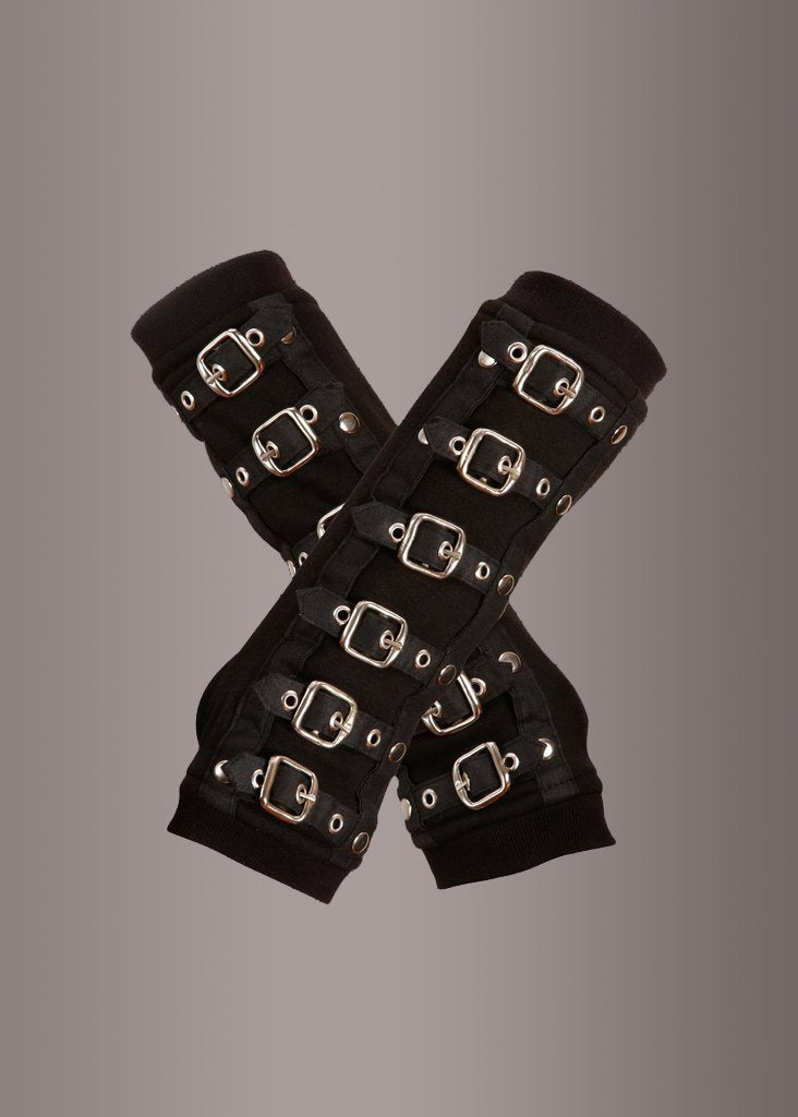 Goth Black Arm Warmers with Buckles - Concordia Style Boutique