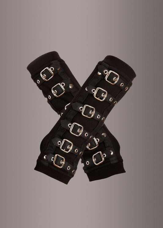Goth Black Arm Warmers with Buckles - Concordia Style Boutique