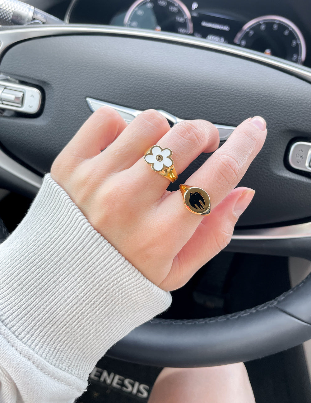 Black Enamel Gold Dove Ring - Concordia Style Boutique