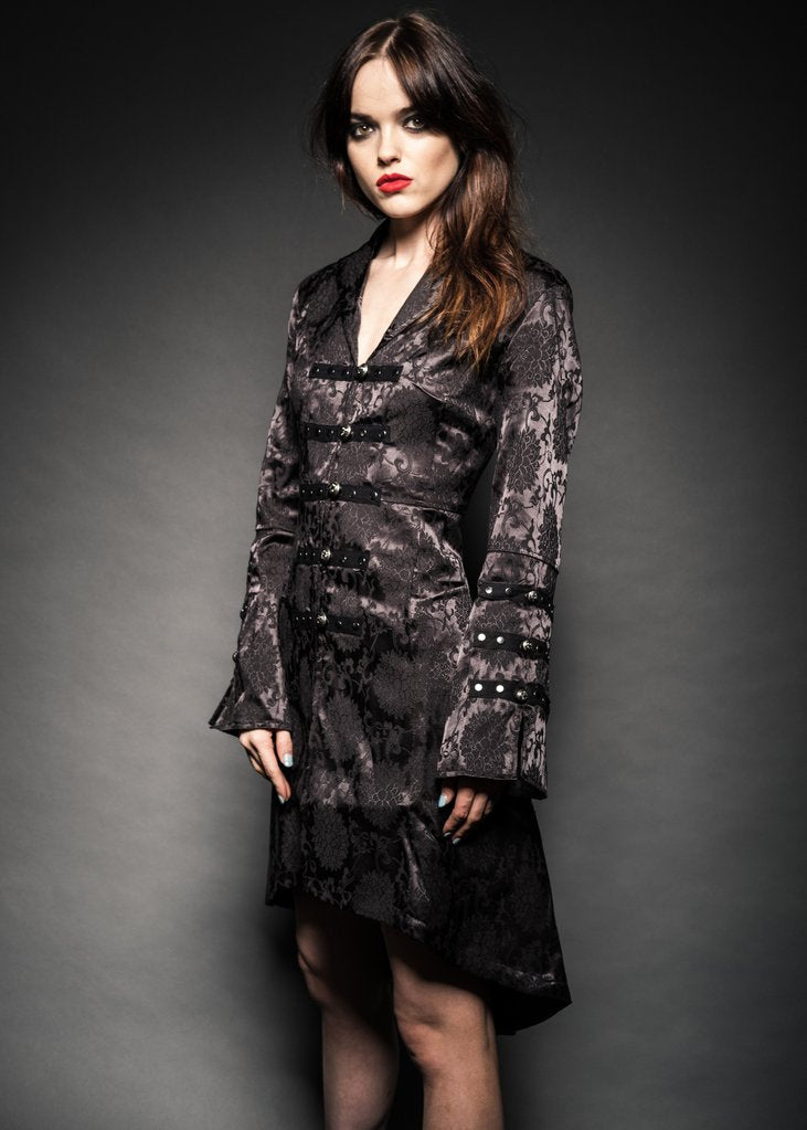 Black Brocade Gothic Pirate Coat - Concordia Style Boutique