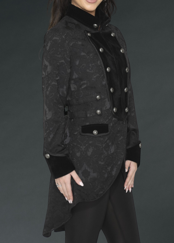 Black Pearl Pirate Brocade Victorian Coat - Concordia Style Boutique
