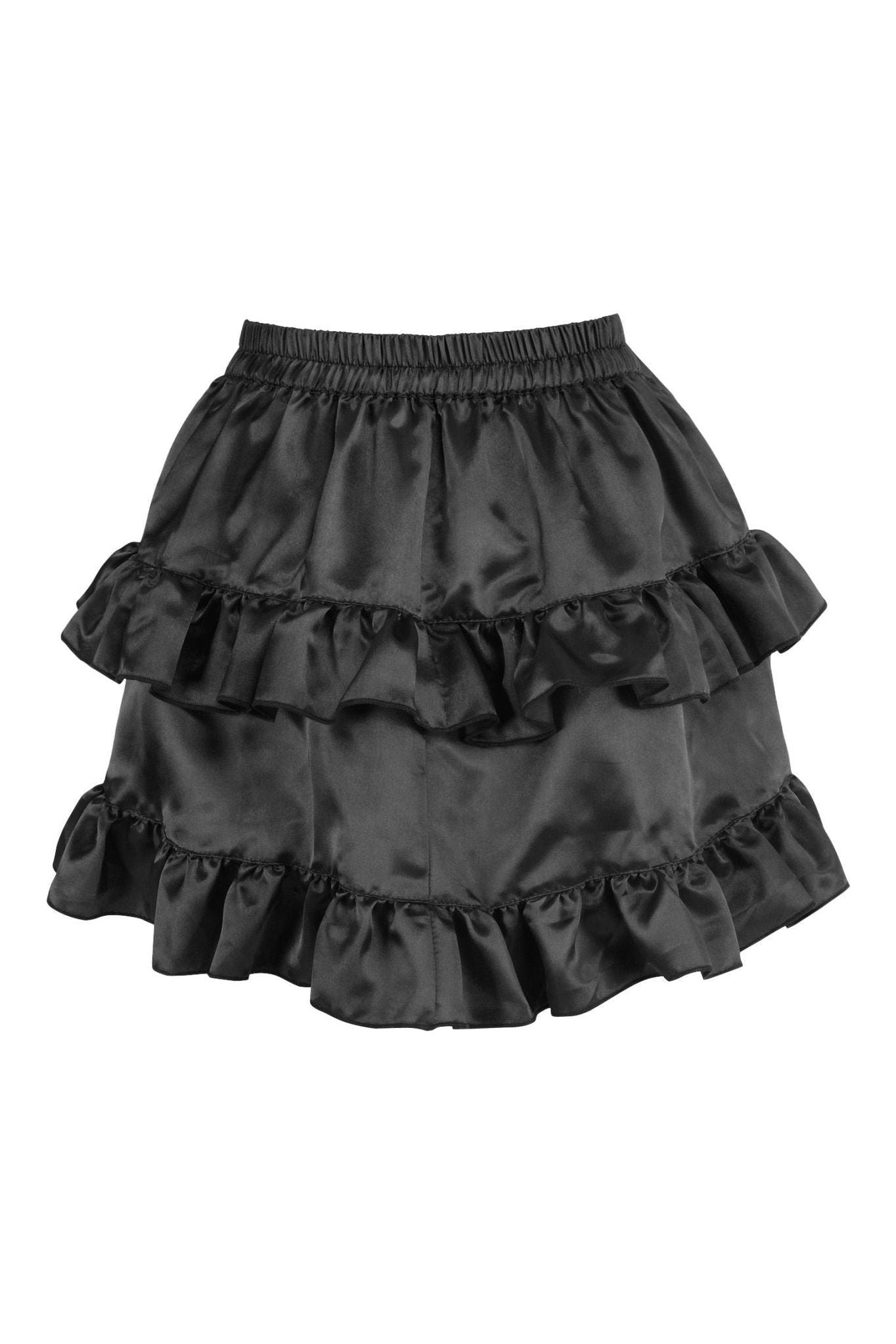 Black Satin Ruched Bustle Skirt