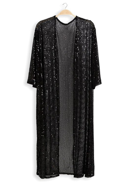 Shine On Black Sequin Kimono - Concordia Style Boutique