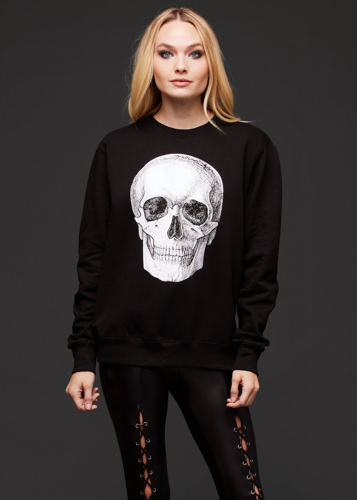Black Skull Sweater Skeleton Sweatshirt - Concordia Style Boutique