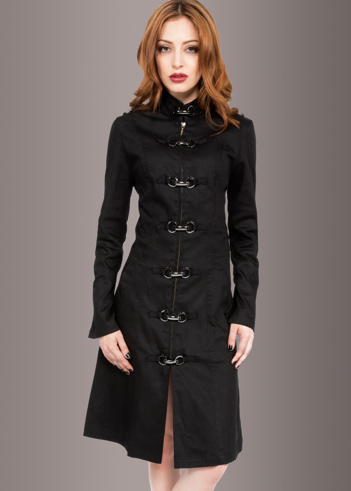 Black Gothic Coat Steampunk Jacket with Buckles - Concordia Style Boutique