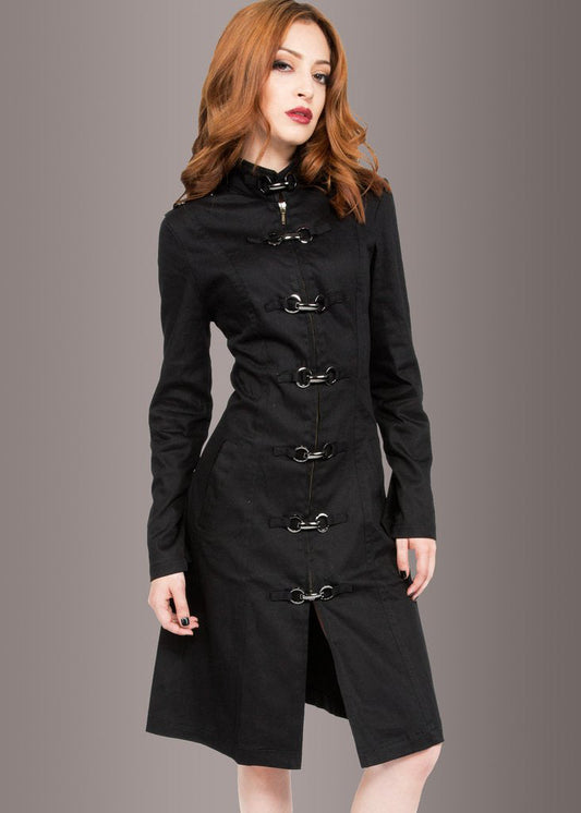 Black Gothic Coat Steampunk Jacket with Buckles - Concordia Style Boutique