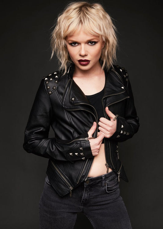 Rockstar Black Studded Moto Biker Jacket - Concordia Style Boutique