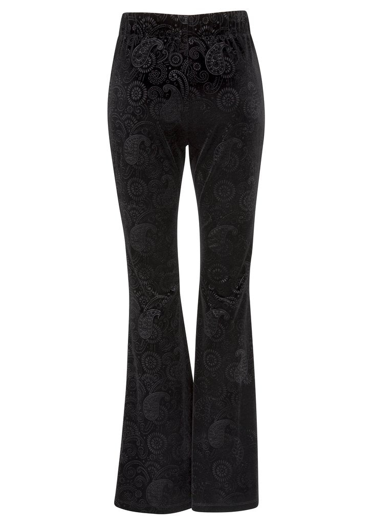 Black Burnout Velvet Bell Bottom Pants - Concordia Style Boutique