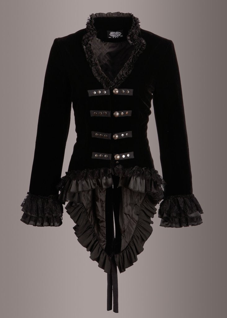 Vampire Royalty Black Tailcoat Velvet Gothic Jacket - Concordia Style Boutique