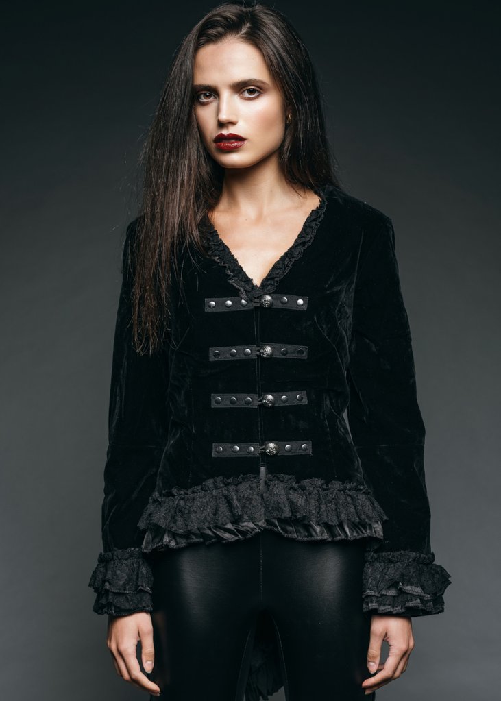 Vampire Royalty Black Tailcoat Velvet Gothic Jacket - Concordia Style Boutique